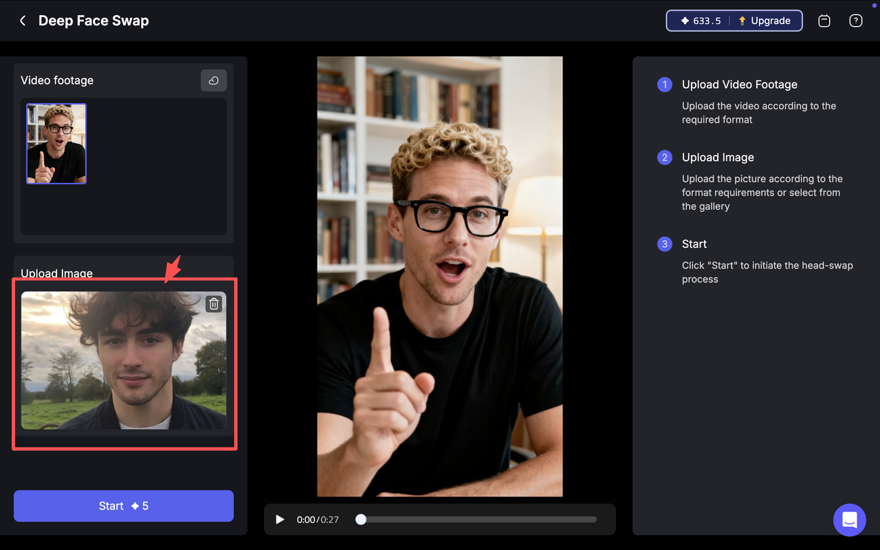 Upload the Face you want to use